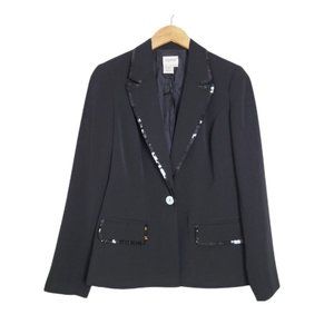 Together Black Sequin Blazer Fully Lined One Button Blazer Suit Jacket